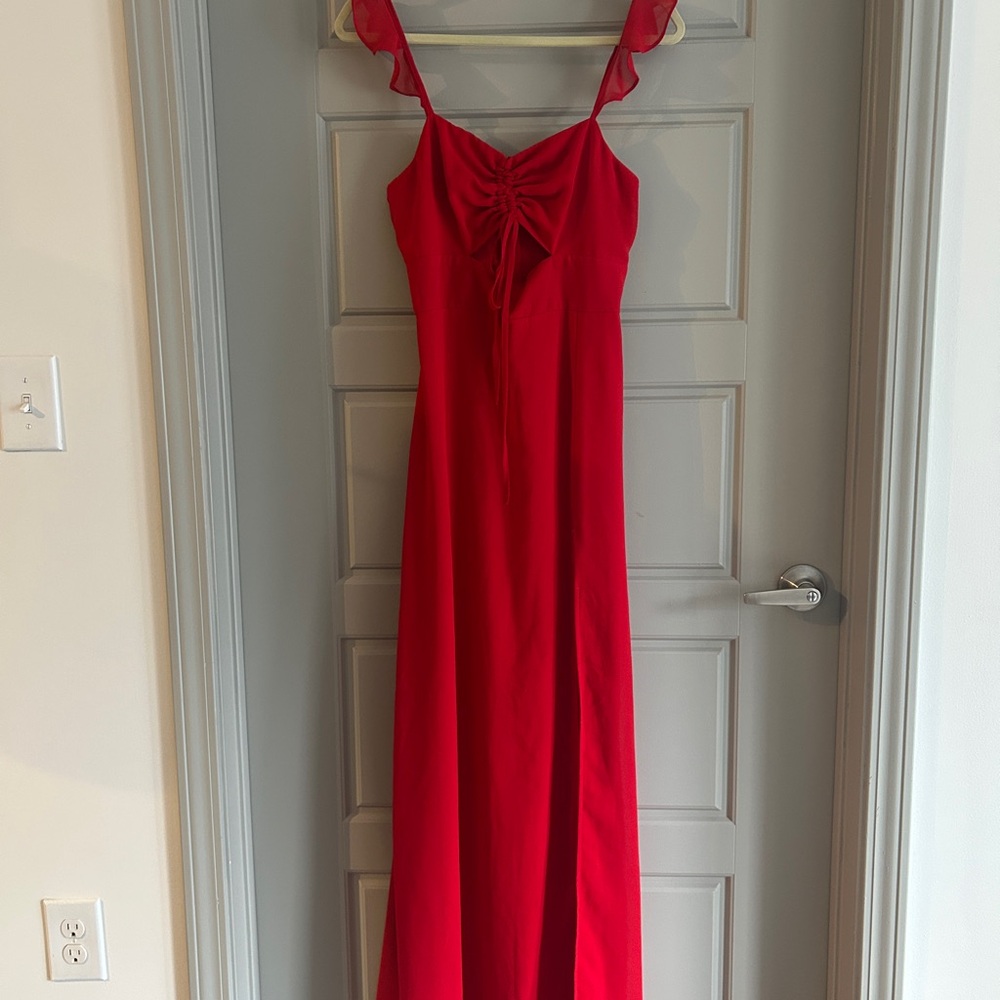 Lulu's Red Maxi Sundress with Spaghetti Straps